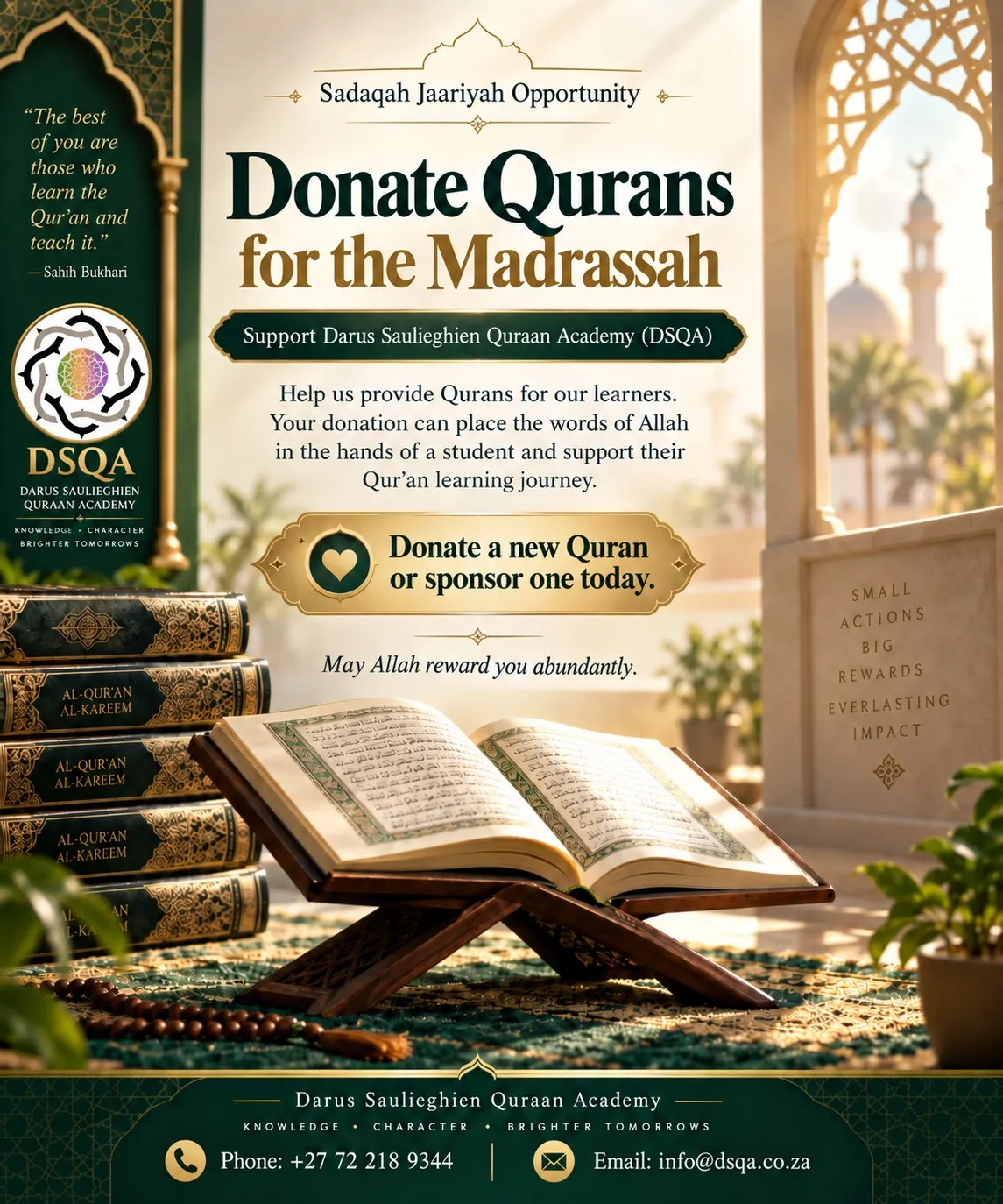 Sadaqah Jaariyah: Donate a Qur'an for the Madrassah